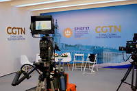 Des studios de la télévision d'État chinoise CGTN.
