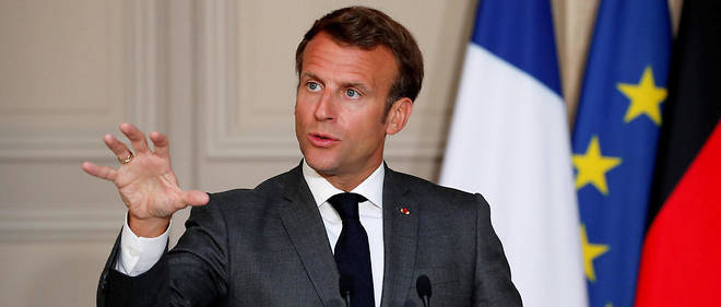 Emmanuel Macron a l'Elysee, le 18 mai 2020, a Paris. 
