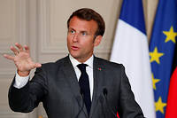 Emmanuel Macron à l'Élysée, le 18 mai 2020, à Paris. 
