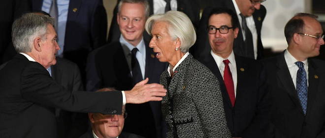 L'actuelle presidente de la BCE, Christine Lagarde, avec le president de la Fed,  Jerome Powell , a Buenos Aires, en 2018. 
