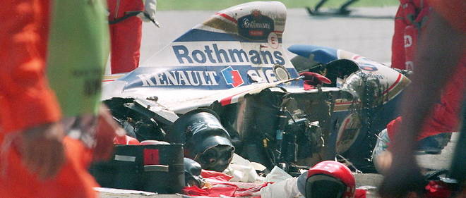 La monoplace d'Ayrton Senna, apres son accident mortel a Imola, le 1er mai 1994.


