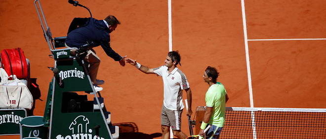 Rafael Nadal et Roger Federer en 2019 au tournoi de Roland-Garros, diffuse par France Televisions et Amazon Prime.


