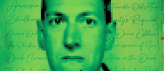 Howard Phillips Lovecraft, represente en mode pixels sur la couverture de l'ouvrage << Lovecraft et le jeu video >>, de Carlos Gomez Gurpegui (Ynnis ed.).
