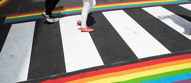 Un passage pieton aux couleurs LGBT a Paris en 2018 (photo d'illustration).

