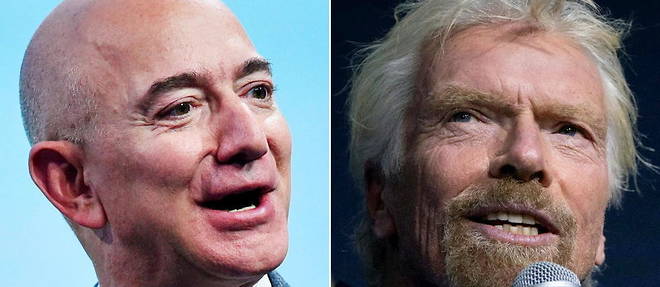 Richard Branson ambitionne de se rendre dans l'espace a bord du vaisseau de la societe Virgin Galactic le 11 juillet, soit 9 jours avant le depart prevu par Jeff Bezos, le fondateur d'Amazon.
