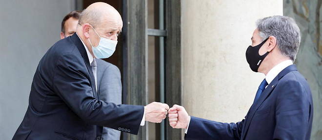 Les chefs de la diplomatie francaise et americaine, Jean-Yves le Drian et Antony Blinken, a l'Elysee le 25 juin 2021.
Les chefs de la diplomatie francaise et americaine, Jean-Yves le Drian et Antony Blinken, a l'Elysee le 25 juin 2021.