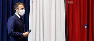 Emmanuel Macron au Touquet lors du second tour des élections régionales, le 27 juin 2021.
