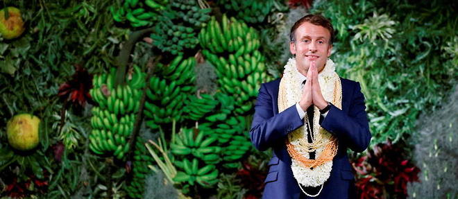 Emmanuel Macron lors de son voyage en Polynesie.
