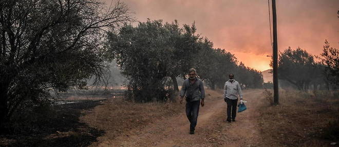 Les feux s'approchant des habitations, trois villages ont ete evacues au pied du mont Parnes, a une trentaine de kilometres au nord-ouest d'Athenes.
