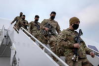 Des soldats américains, déployés en Afghanistan, de retour chez eux après neuf mois de mission. Le retrait des troupes américaines d’Afghanistan doit être finalisé à la fin du mois d'août.
