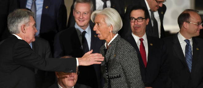 Au sommet du G20 de Buenos Aires, le 21 juillet 2018, Christine Lagarde, la presidente de la BCE, avec Jerome Powell, le president de la Reserve federale des Etats-Unis. 
