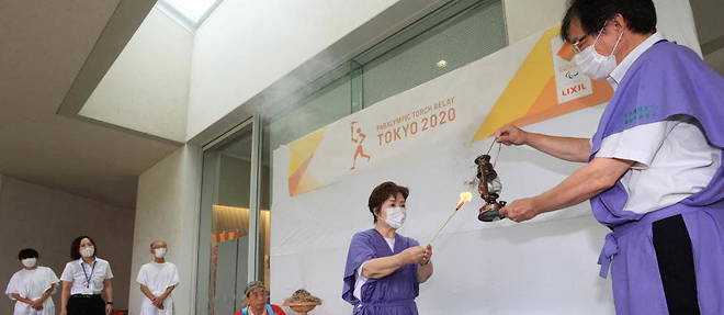 Ceremonie de la flamme paralympique au Japon, le 12 aout 2021.


