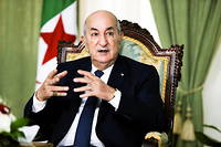 Le president algerien, Abdelmadjid Tebboune, le 24 mai 2021, a Alger, donne un grand entretien au <<  Point >>.
