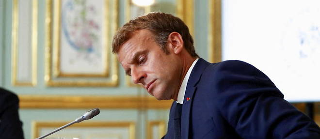 Emmanuel Macron, lors de la reunion virtuelle exceptionnelle du G7, le 24 aout.
