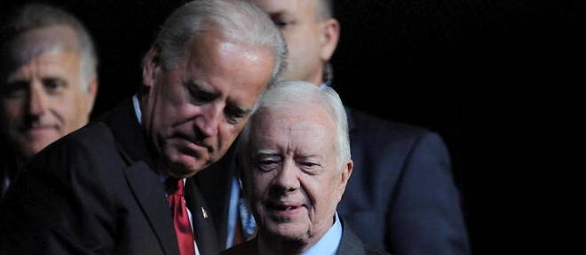 Joe Biden et Jimmy Carter en 2008.
Joe Biden et Jimmy Carter en 2008.