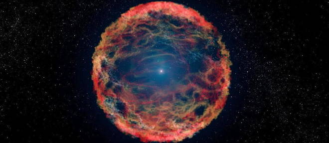 Representation artistique d'une supernova resultant de la mort d'une etoile. 

