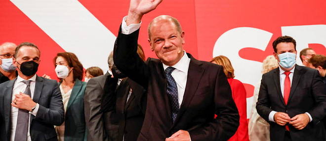 Le candidat du SPD Olaf Scholz etait vice-chancelier et ministre des Finances sous Angela Merkel.
