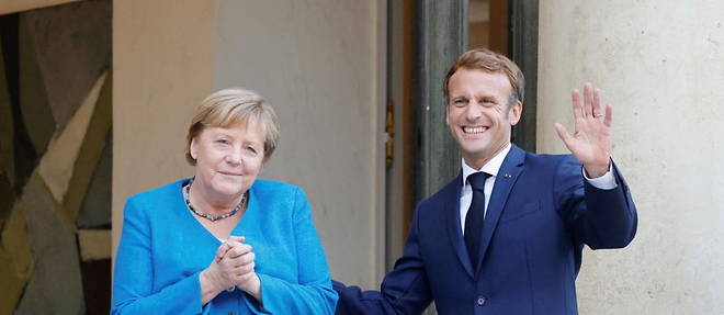 Angela Merkel et Emmanuel Macron le 16 septembre 2021.  
