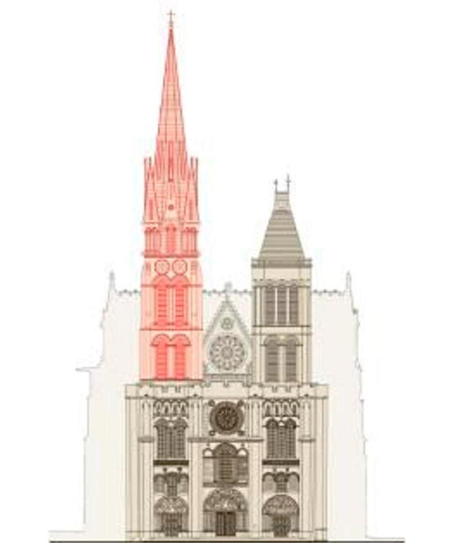 En rouge, la partie de la basilique Saint-Denis qui doit être reconstruite.
 ©  Seine-Saint-Denis Tourisme