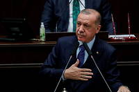 Le président turc, Recep Tayyip Erdogan, à la Grande Assemblée nationale, à Ankara, le 6 octobre 2021.
