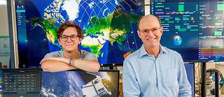  Lucas Brémond, architecte chargé des satellites, et Antoine de Chassy, président et cofondateur de Loft Orbital.  ©Lydie LECARPENTIER/REA