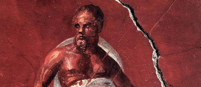 Representation de Socrate (469-399 avant J.-C.). Detail d'une fresque datee du Ier siecle apres J.-C., provenant du site d'Ephese (Turquie actuelle).
