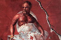 Représentation de Socrate (469-399 avant J.-C.). Détail d’une fresque datée du I er  siècle après J.-C., provenant du site d’Éphèse (Turquie actuelle).
