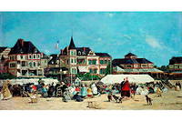 Le casino et la plage de Trouville, où le jeune Flaubert a passé toutes ses vacances. Tableau d’Eugène Boudin (1824-1898).
