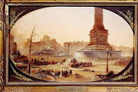 La Place de la Bastille et la barricade à l’entrée du faubourg Saint-Antoine, le 25 juin 1848. Tableau de Jean-Jacques Champin. 
