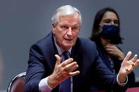 Michel Barnier, ici à Boulogne-Billancourt lors d'une conférence de presse, le 9 novembre.

