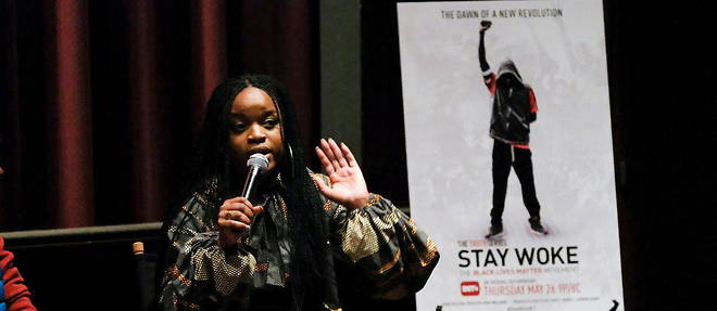 La militante americaine Brittany Packnett lors de la projection de << Stay Woke : The Black Lives Matter Movement >> en 2016 a New York.  
