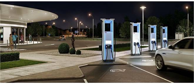 Les stations idealisees, ici avec des bornes ABB, s'efforcent de faire de voitures electriques immobiles des autos reellement mobiles.
