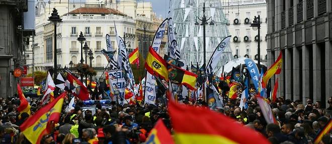 Des policiers manifestent a Madrid contre un projet de reforme