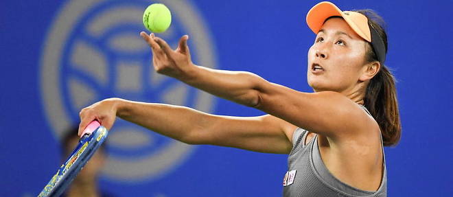 La joueuse chinoise Peng Shuai au tournoi de tennis WTA Wuhan Open, en decembre 2019, a Wuhan.
