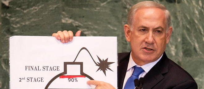 Benyamin Netanyahou, ici lors d'un discours a l'Assemblee generale de l'ONU en 2012, a ete l'un des principaux pourfendeurs de l'accord sur le nucleaire iranien. 
