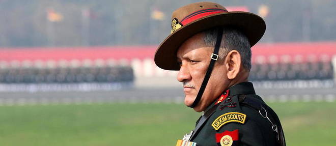 Le chef de l'etat-major indien Bipin Rawat, a New Delhi, le 8 decembre 2021. 
