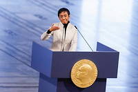 Maria Ressa en plein discours lors de la remise du prix Nobel de la paix à Oslo, vendredi 10 décembre 2021.
