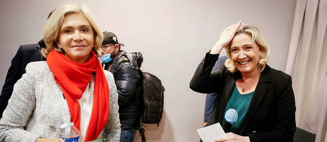 Valerie Pecresse et Marine Le Pen lors du salon du Made in France, le 12 novembre 2021.
