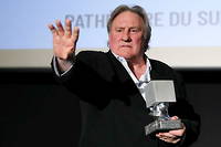 Gérard Depardieu, lors du festival CinéRoman de Nice, le 24 octobre 2021. 
