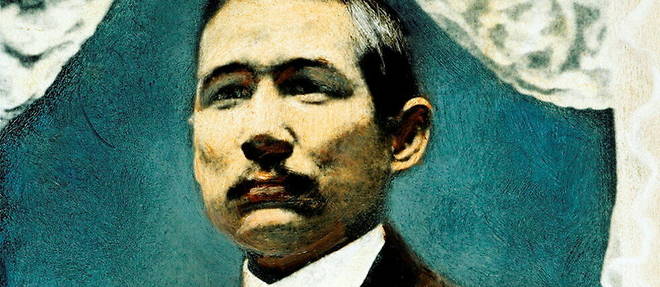 Sun Yat-sen a impose dans ses relations diplomatiques la version d'une Chine pacifique par nature. Huile sur photo, fin XIXe siecle.