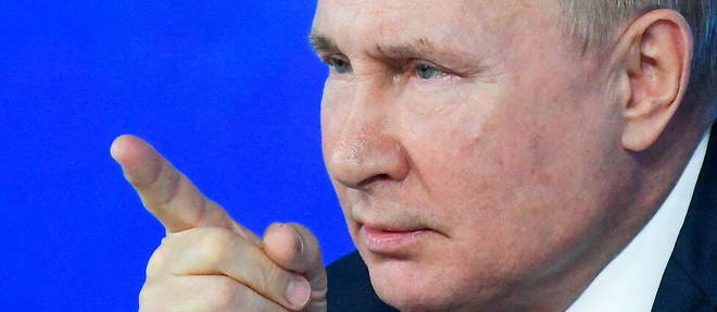 Vladimir Poutine lors de sa conference de presse annuelle le 23 decembre a Moscou.
