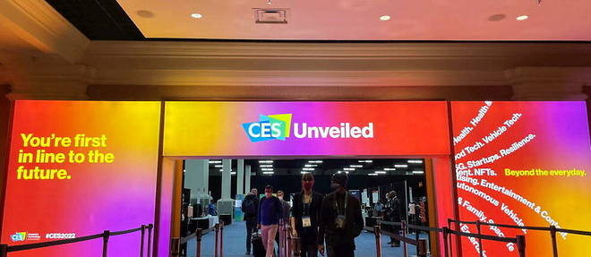 Entree de l'Unveiled, un evenement qui annonce l'ouverture du Consumer Electronics Show, ce 3 janvier a Las Vegas.
