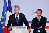 Bruno Le Maire et Olivier Dussopt. Le gouvernement s'est fixé comme objectif de revenir à un déficit de 5 % du PIB en 2022.
