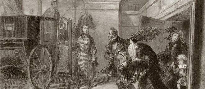 Le roi Louis-Philippe fuit les Tuileries apres son abdication, le 24 fevrier 1848.
