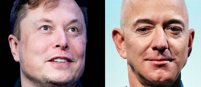 Elon Musk (a gauche) et Jeff Bezos (a droite), deux des hommes les plus riches du monde (photo d'illustration).

