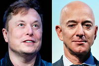 Elon Musk (à gauche) et Jeff Bezos (à droite), deux des hommes les plus riches du monde (photo d'illustration).
