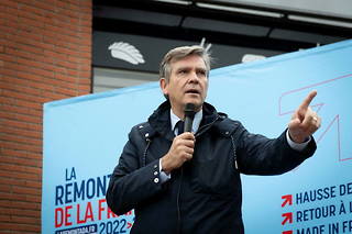 Arnaud Montebourg à Gonesse, le 22 octobre 2021. Le candidat de la Remontada abandonne la course.
