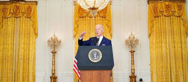 Le président américain Joe Biden lors de sa conférence de presse du 19 janvier 2022 à la Maison-Blanche.
