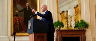 Le président américain Joe Biden lors de sa conférence de presse le 19 janvier 2022 à la Maison-Blanche.
