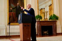 Le président américain Joe Biden lors de sa conférence de presse le 19 janvier 2022 à la Maison-Blanche.
